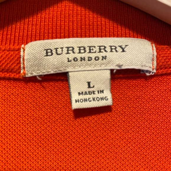 BURBERRY ORANGE EMBROIDERED LOGO POLO SHIRT Size L Classic Fit. - Picture 4 of 6